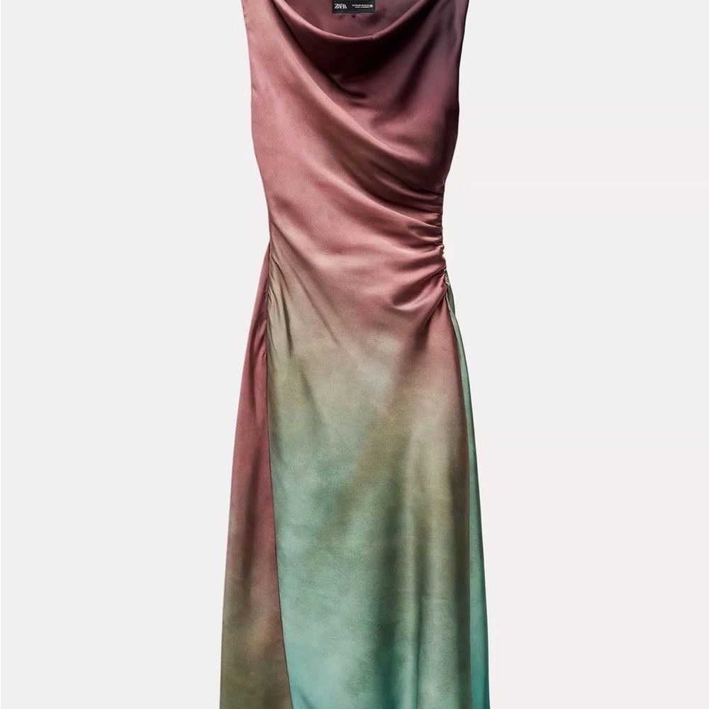 Zara Ombré Midi Sayin Dress in Rose & Sage - Picture 2 of 3